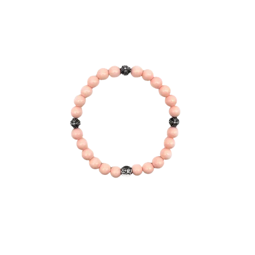 Pink Chrome Hearts Bracelet 6mm 4 Silver Cross Bead