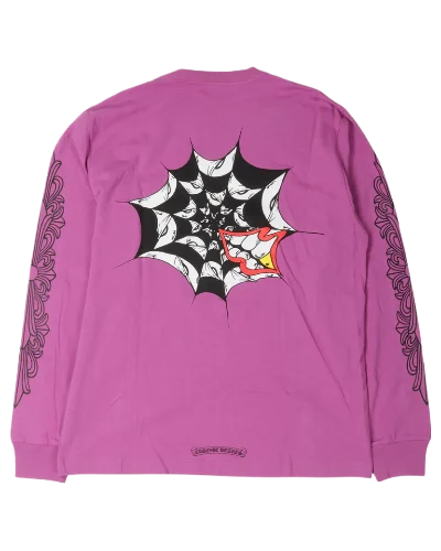 Chrome Hearts Matty Boy Purple Spider Web Long Sleeve Tee